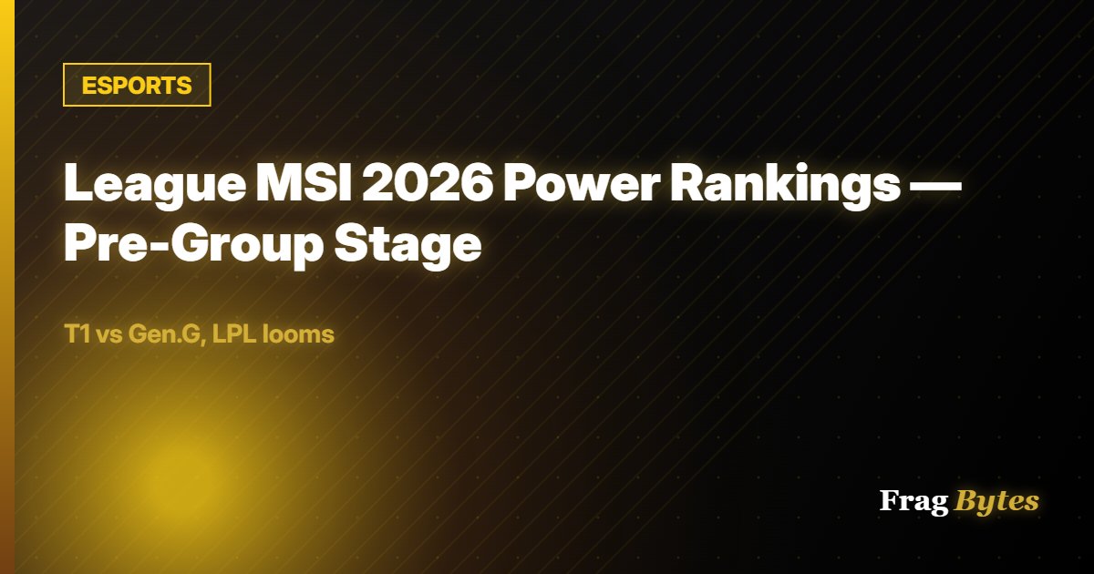 ESPORTS: League MSI 2026 Power Rankings — Pre-Group Stage