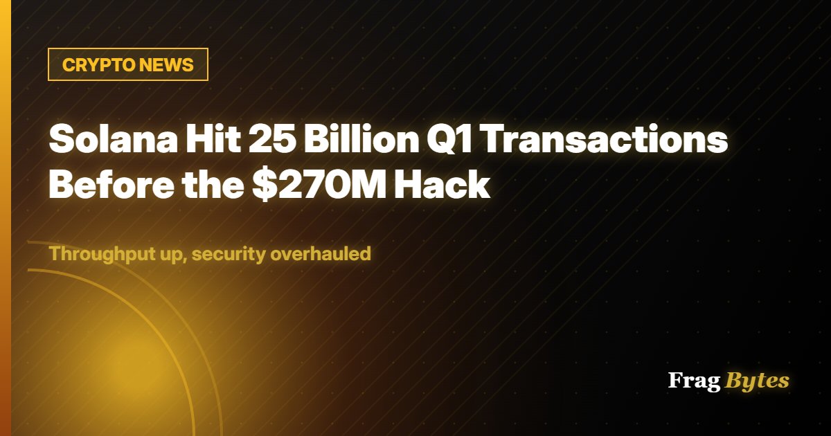 CRYPTO NEWS: Solana Hit 25B Q1 Transactions Before the $270M Hack
